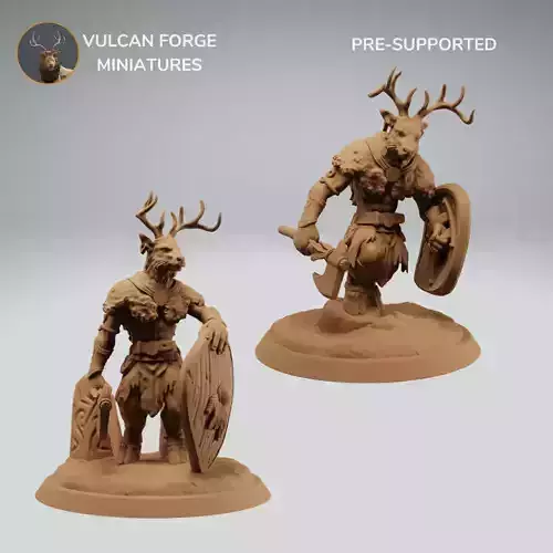 Deerfolk Cervan Deer Warrior bundle - pre supported