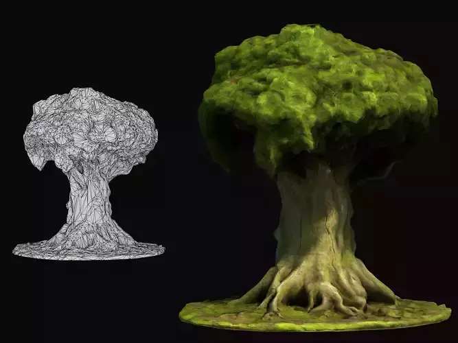 Mossy Tree 1 Free low-poly 3D model