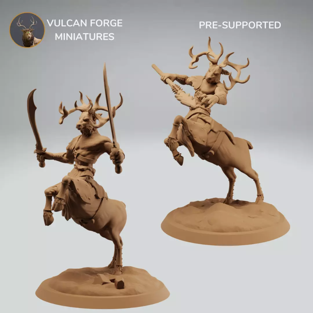 Deer Centaur with swords and spear bundle - Pre supported 3D print model