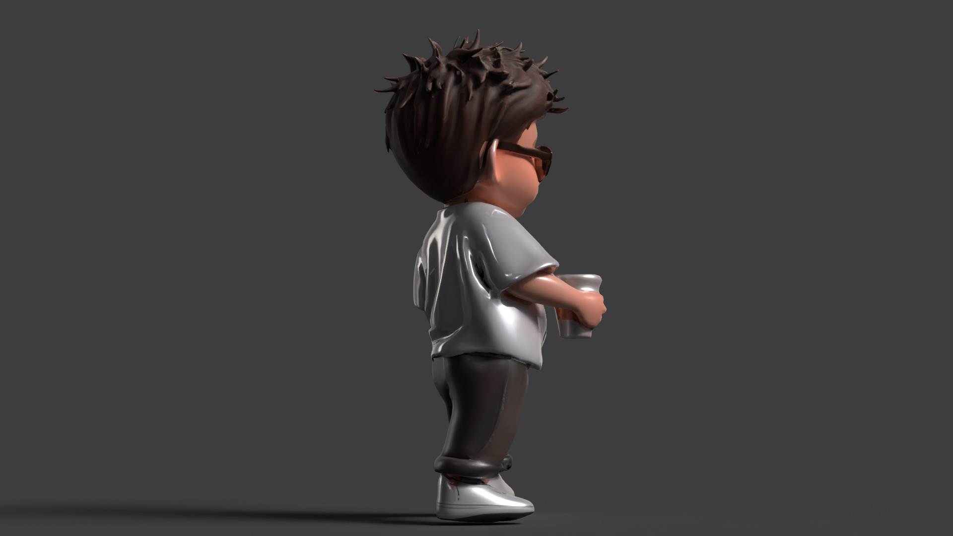 Chinese boy figure Low-poly 3D model_7