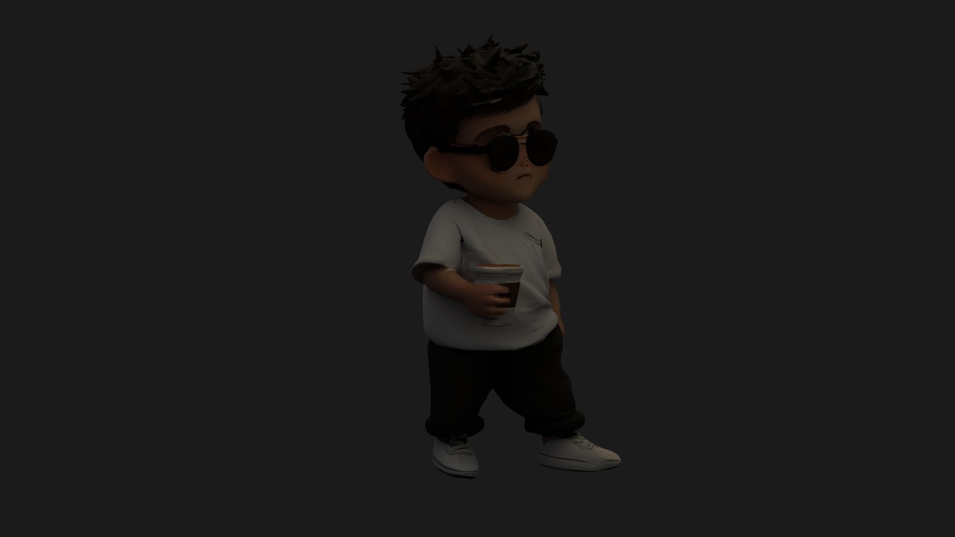 Chinese boy figure Low-poly 3D model_2