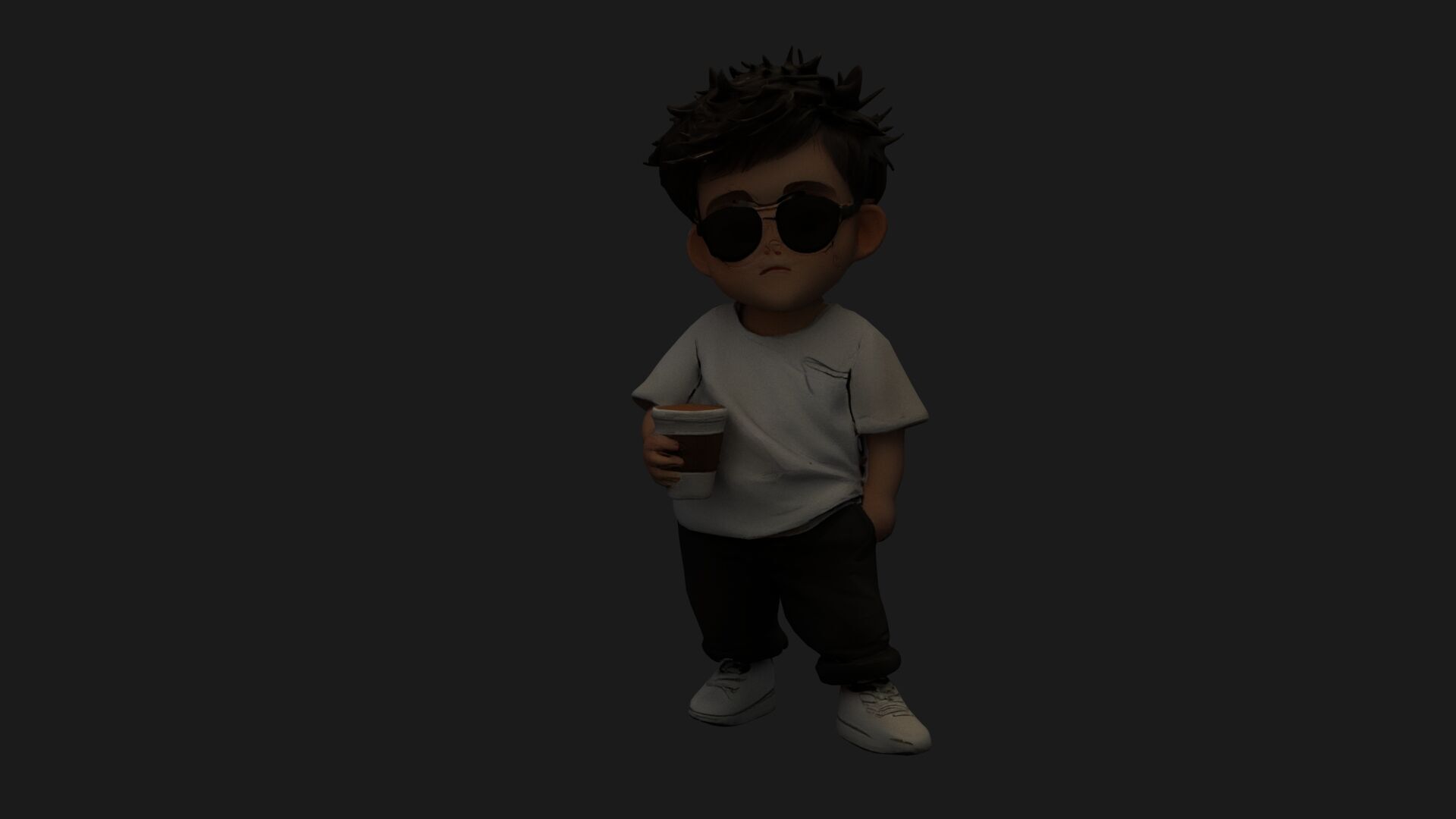 Chinese boy figure Low-poly 3D model_9
