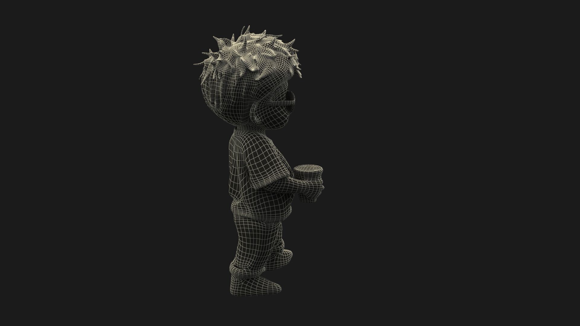 Chinese boy figure Low-poly 3D model_12