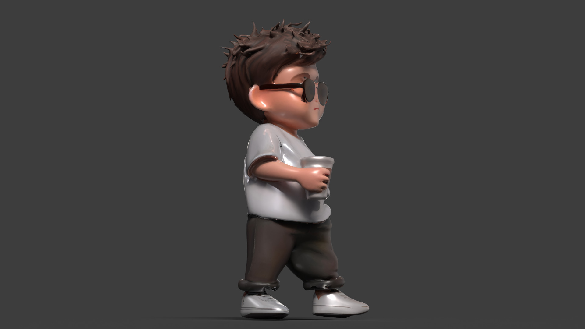 Chinese boy figure Low-poly 3D model_4