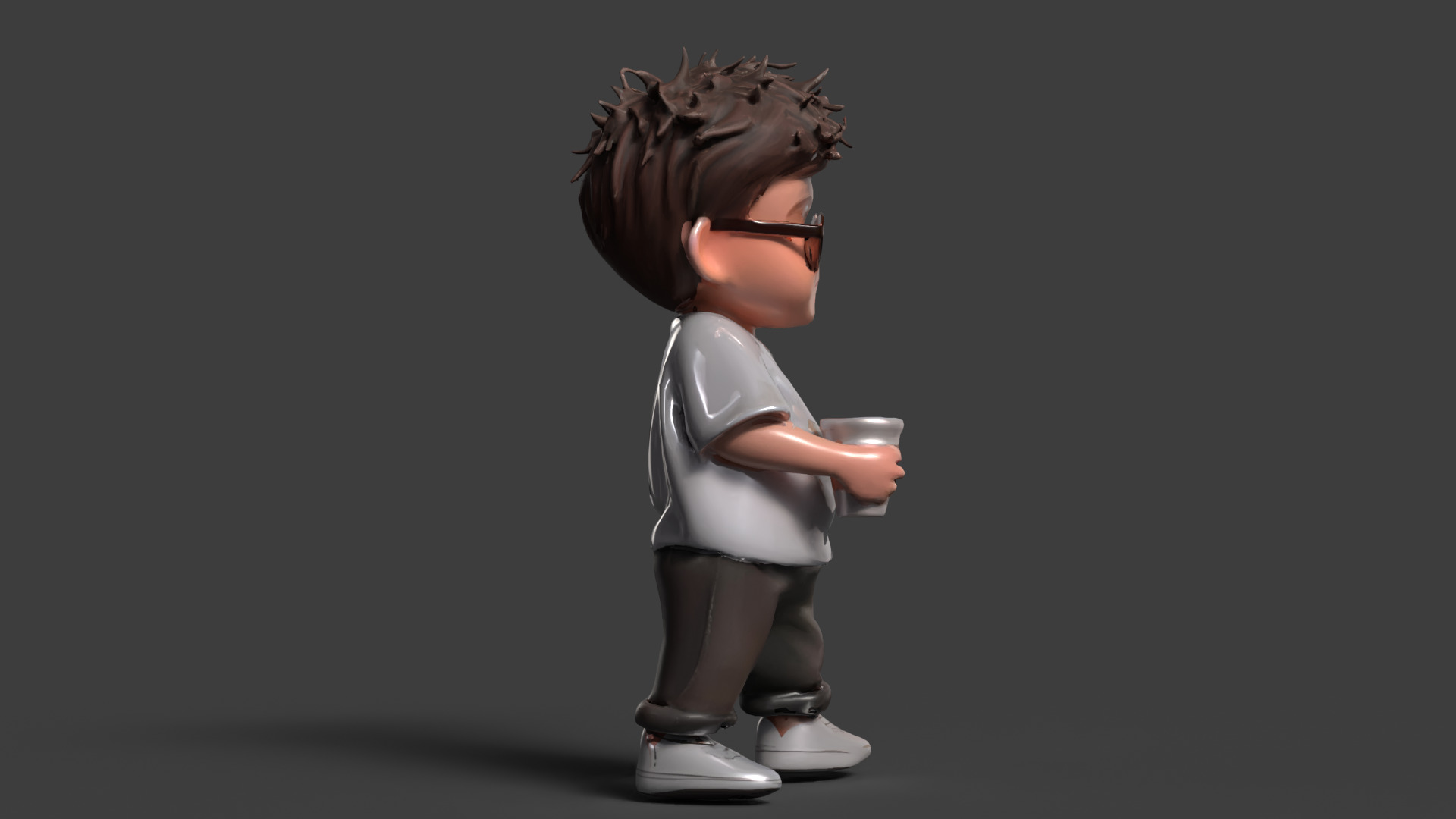 Chinese boy figure Low-poly 3D model_6