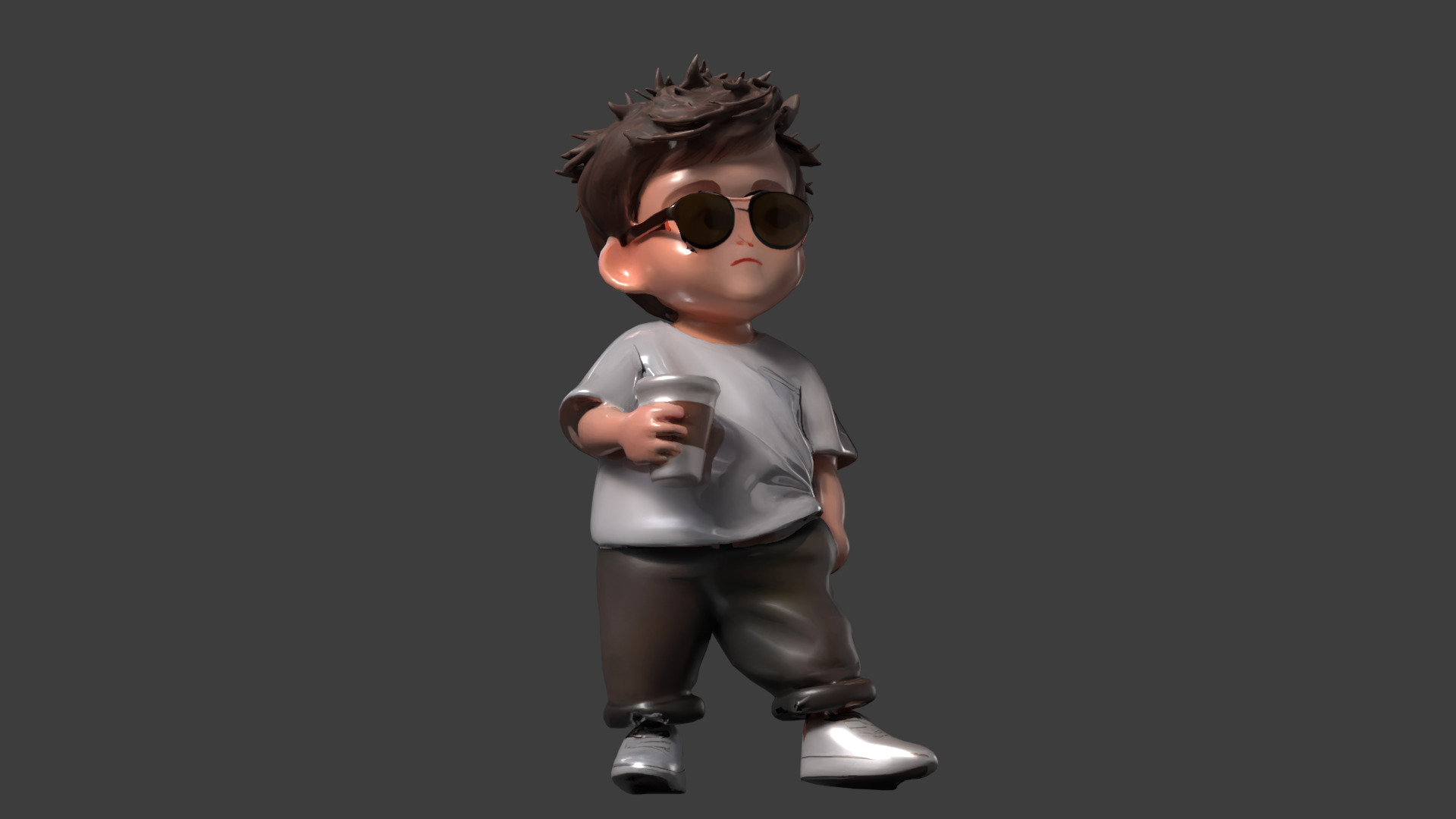Chinese boy figure Low-poly 3D model_3