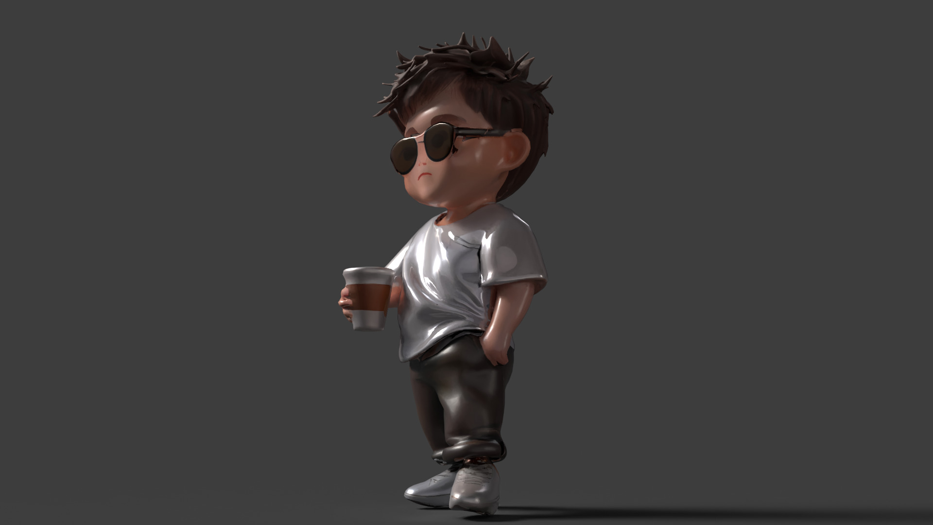 Chinese boy figure Low-poly 3D model_5