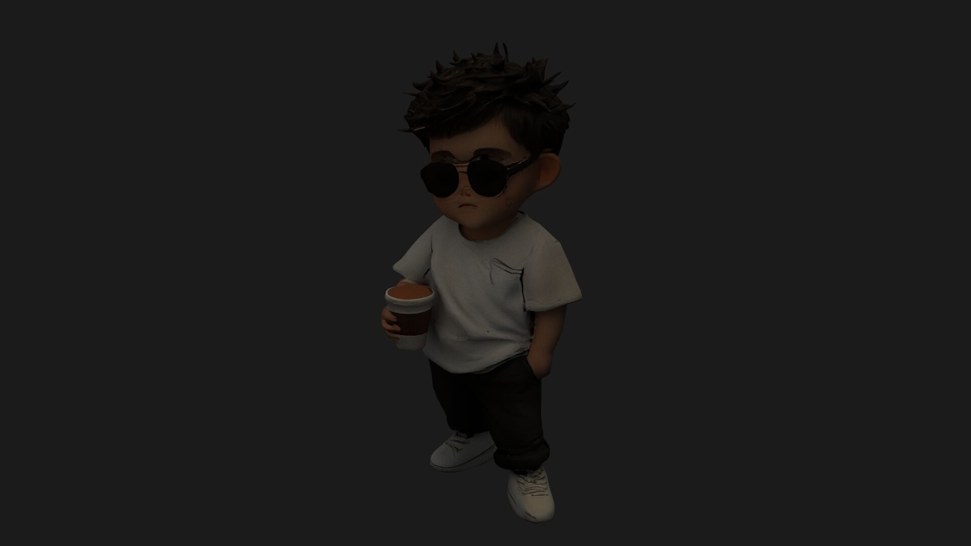 Chinese boy figure Low-poly 3D model_11
