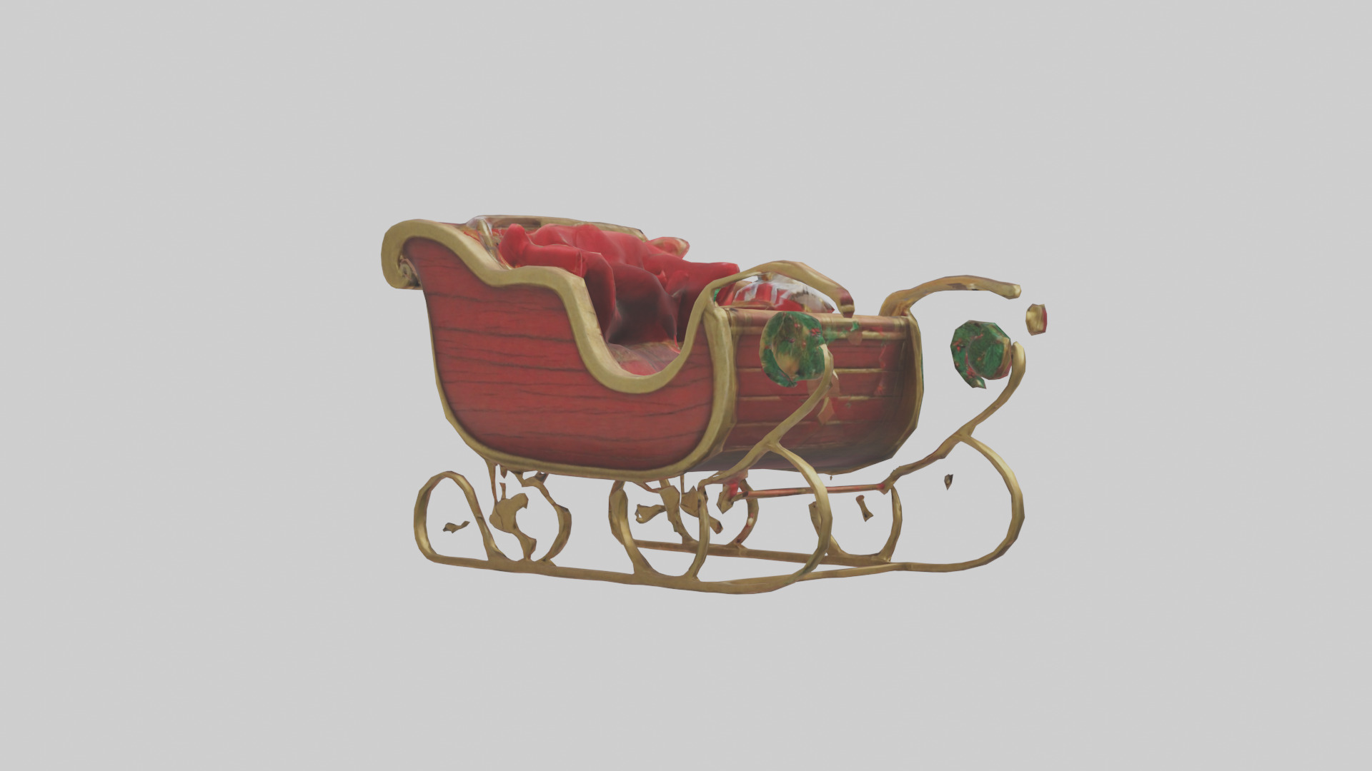 Christmas Sleigh model Low-poly 3D model_2