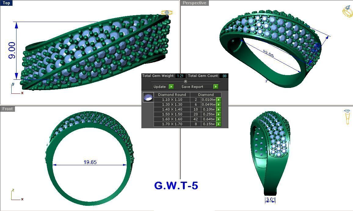 Ring diamond  3D print model_8