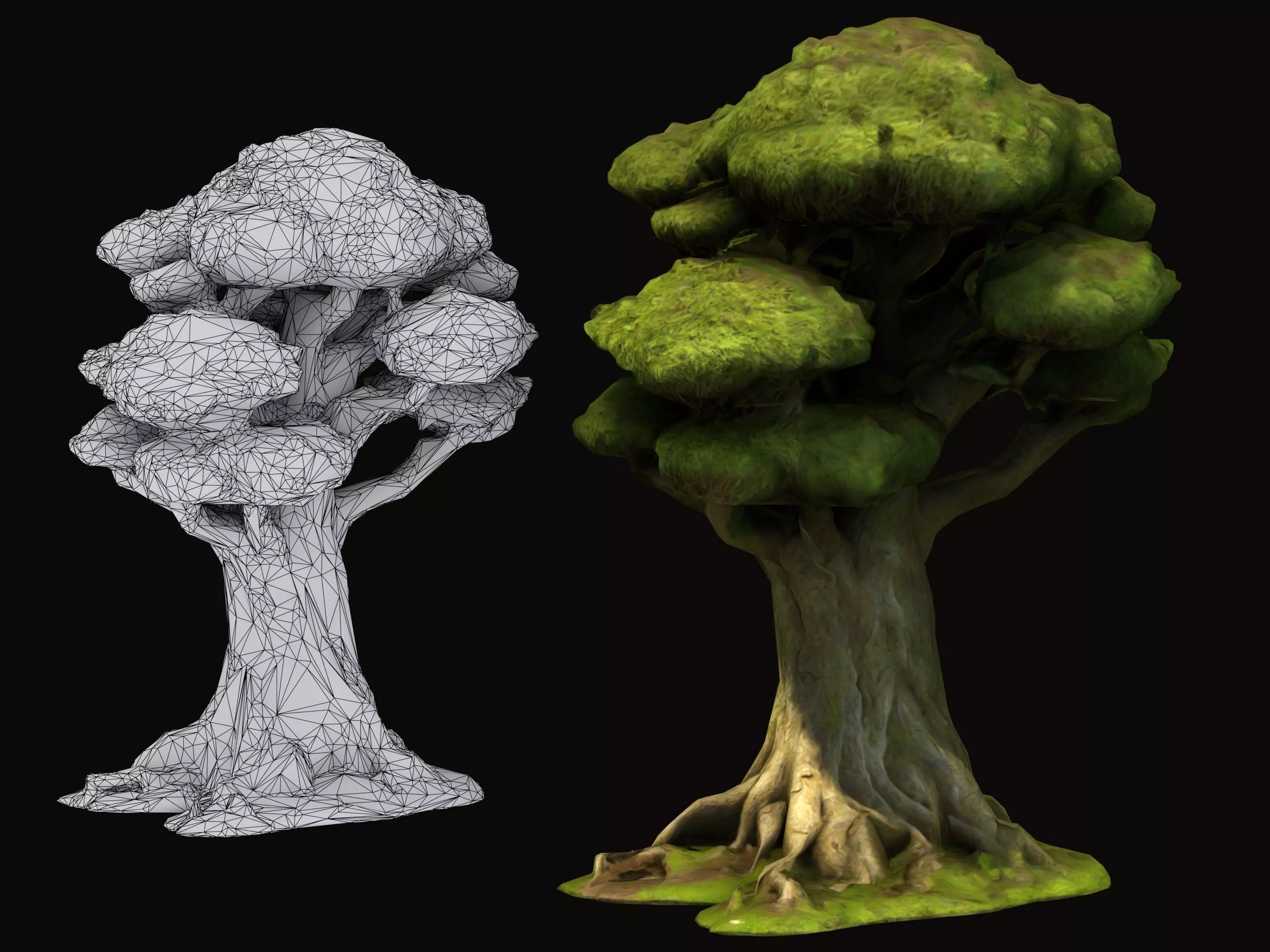 Mossy Tree 3 Free low-poly 3D model