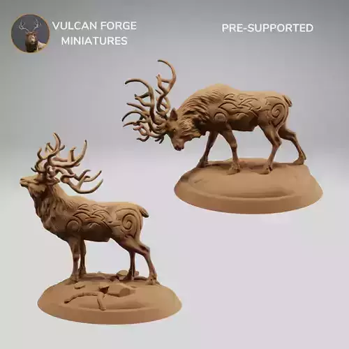 Ancient Rune Deer Fantasy Stag Bundle - Pre supported 3D print model
