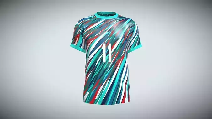 Soccer Football Multi Color Jersey Player-11 In Low Poly Low-poly 3D model