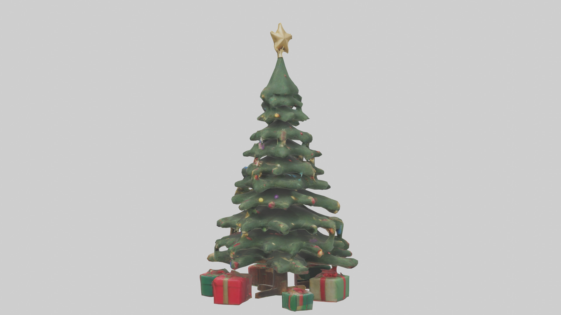 Christmas Tree with Presents model Low-poly 3D model_1