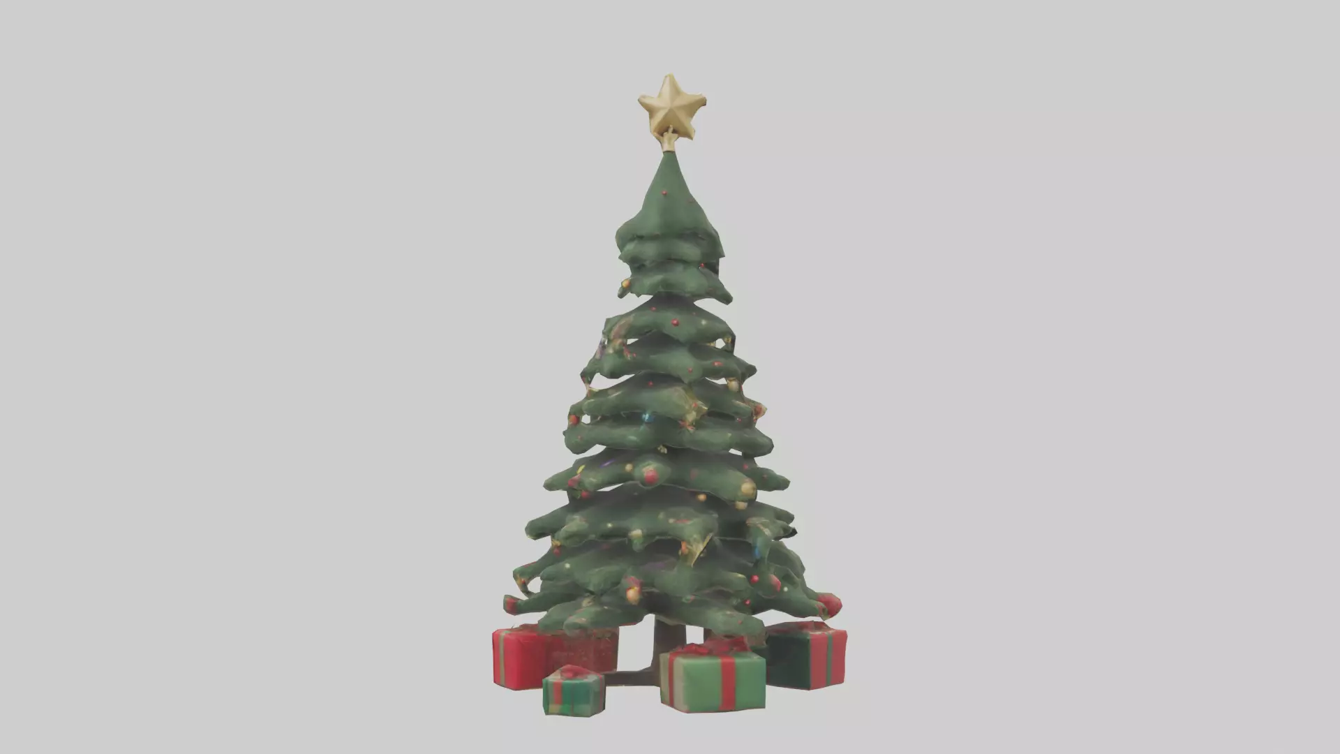 Christmas Tree with Presents model Low-poly 3D model_0