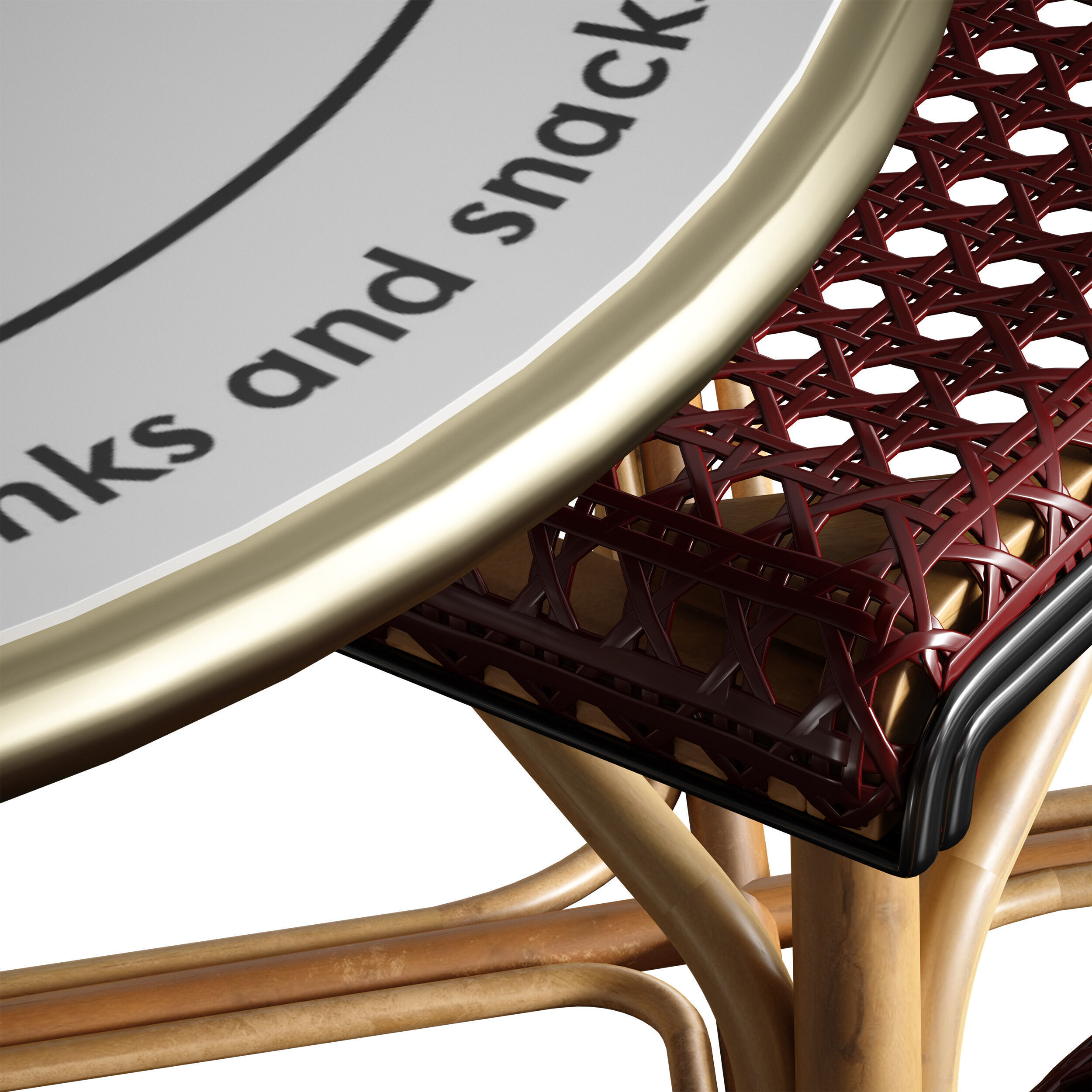 Outdoor furniture for a summer cafe cafe table and wicker chairs 3D model_14