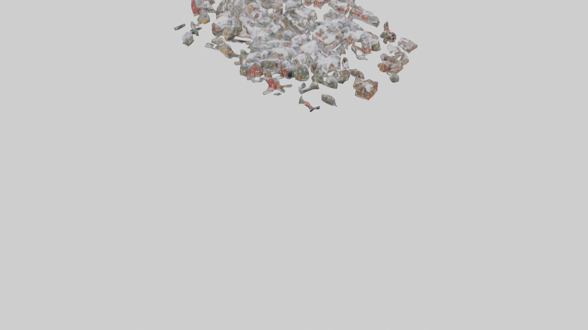 Christmas Village Houses with Snow model Low-poly 3D model_4