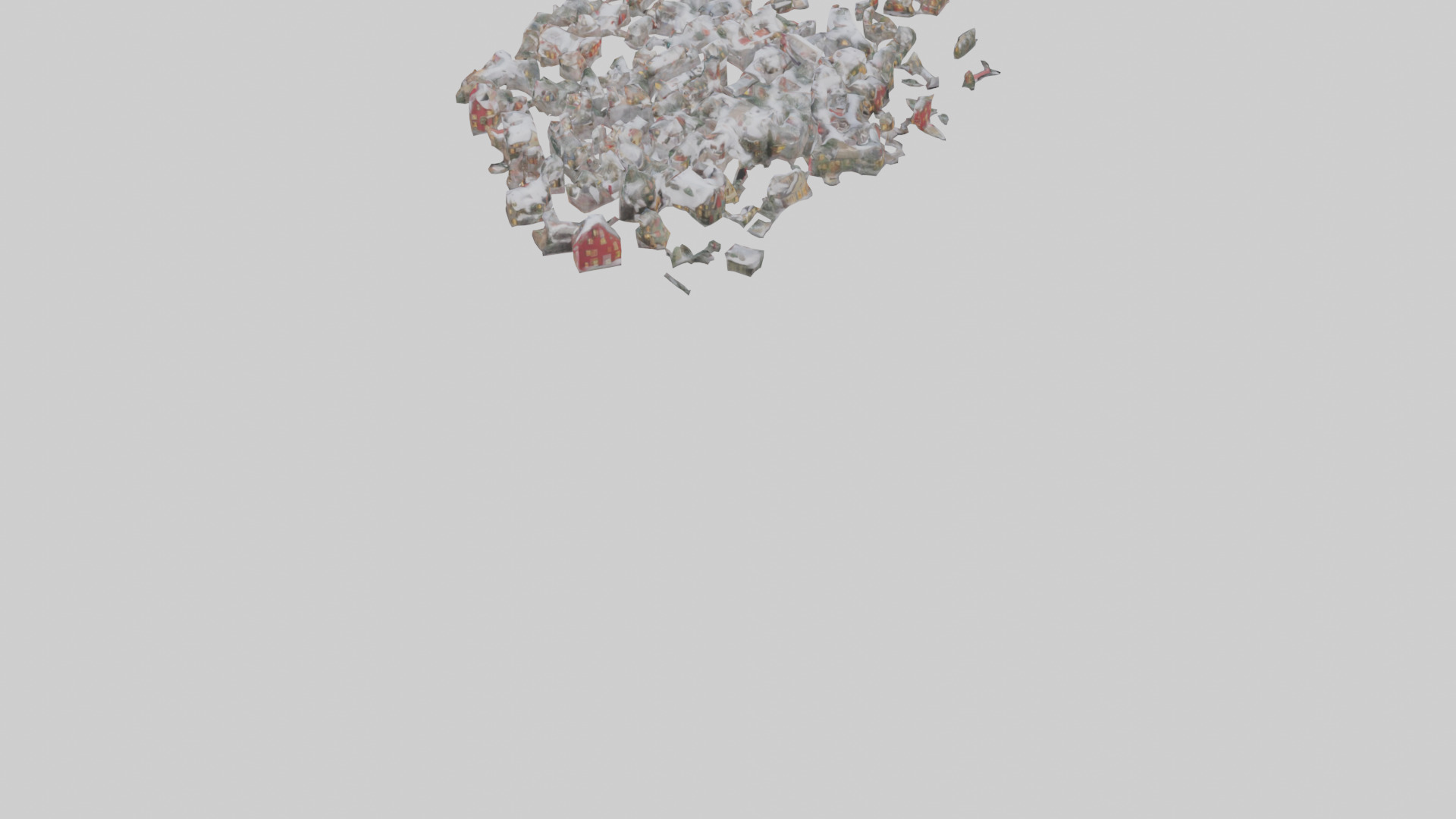 Christmas Village Houses with Snow model Low-poly 3D model_3