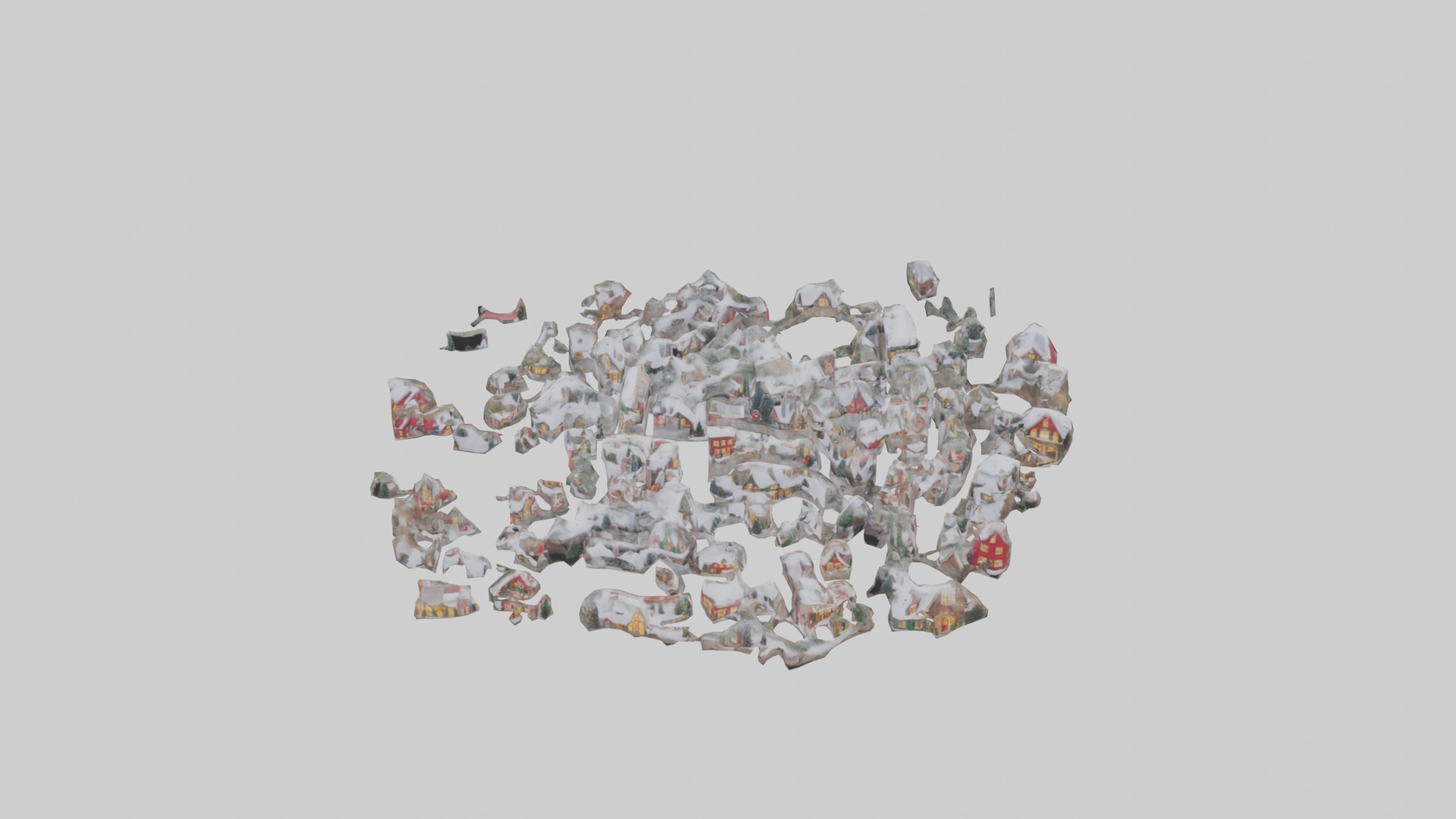 Christmas Village Houses with Snow model Low-poly 3D model_26