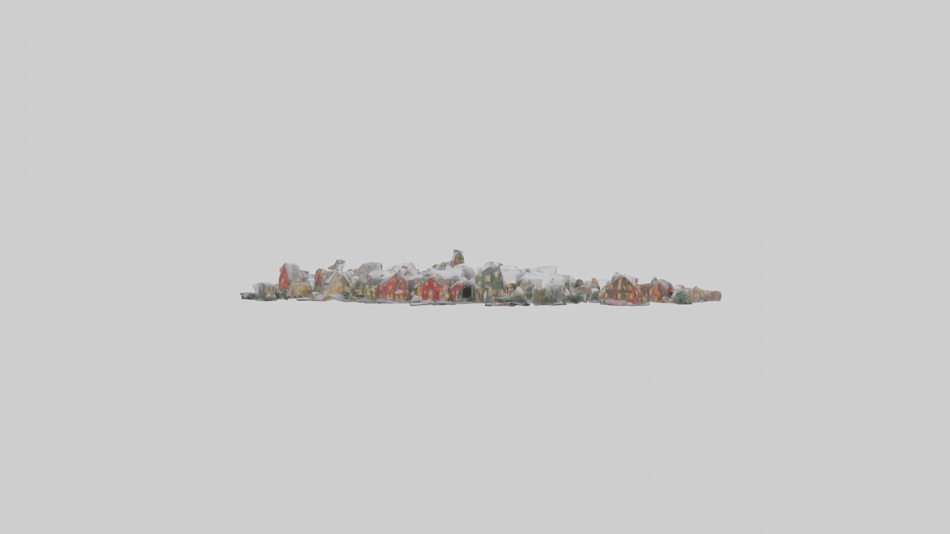 Christmas Village Houses with Snow model Low-poly 3D model_2