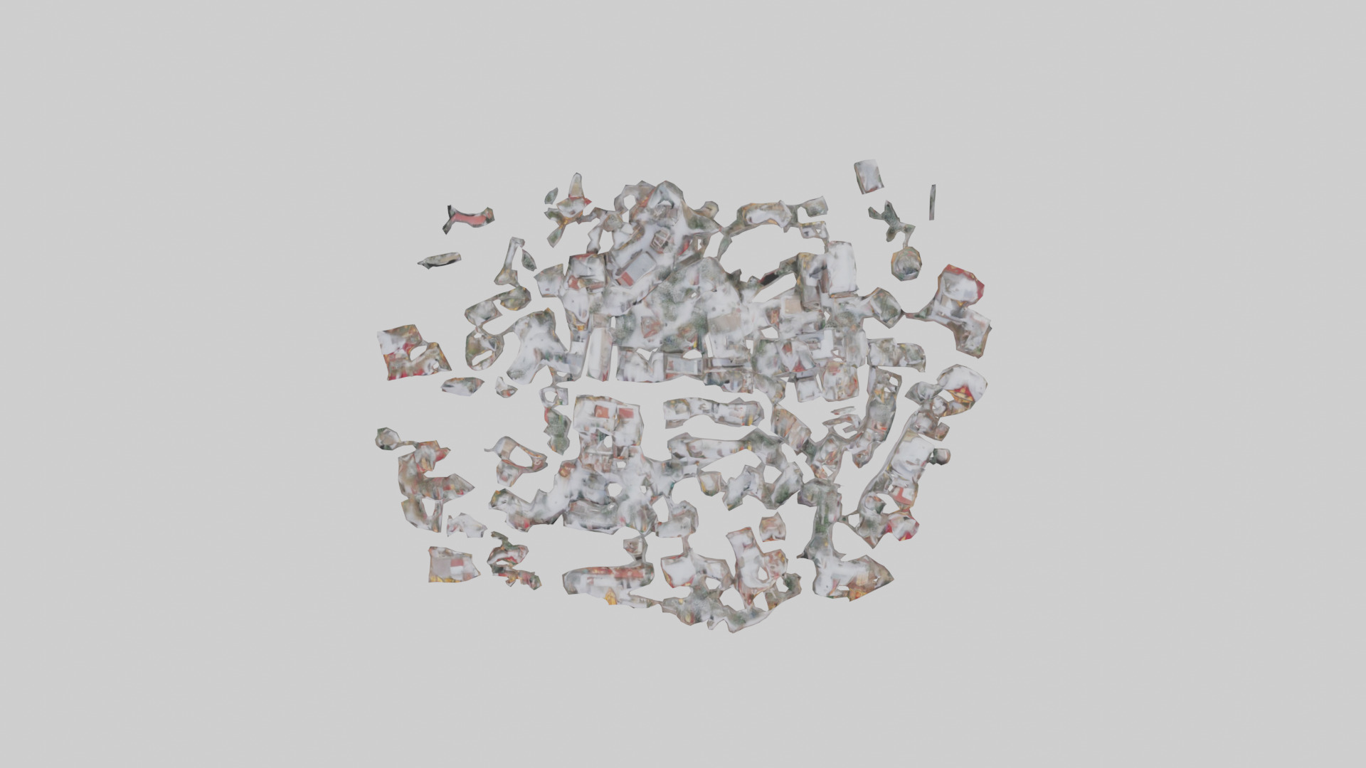 Christmas Village Houses with Snow model Low-poly 3D model_24