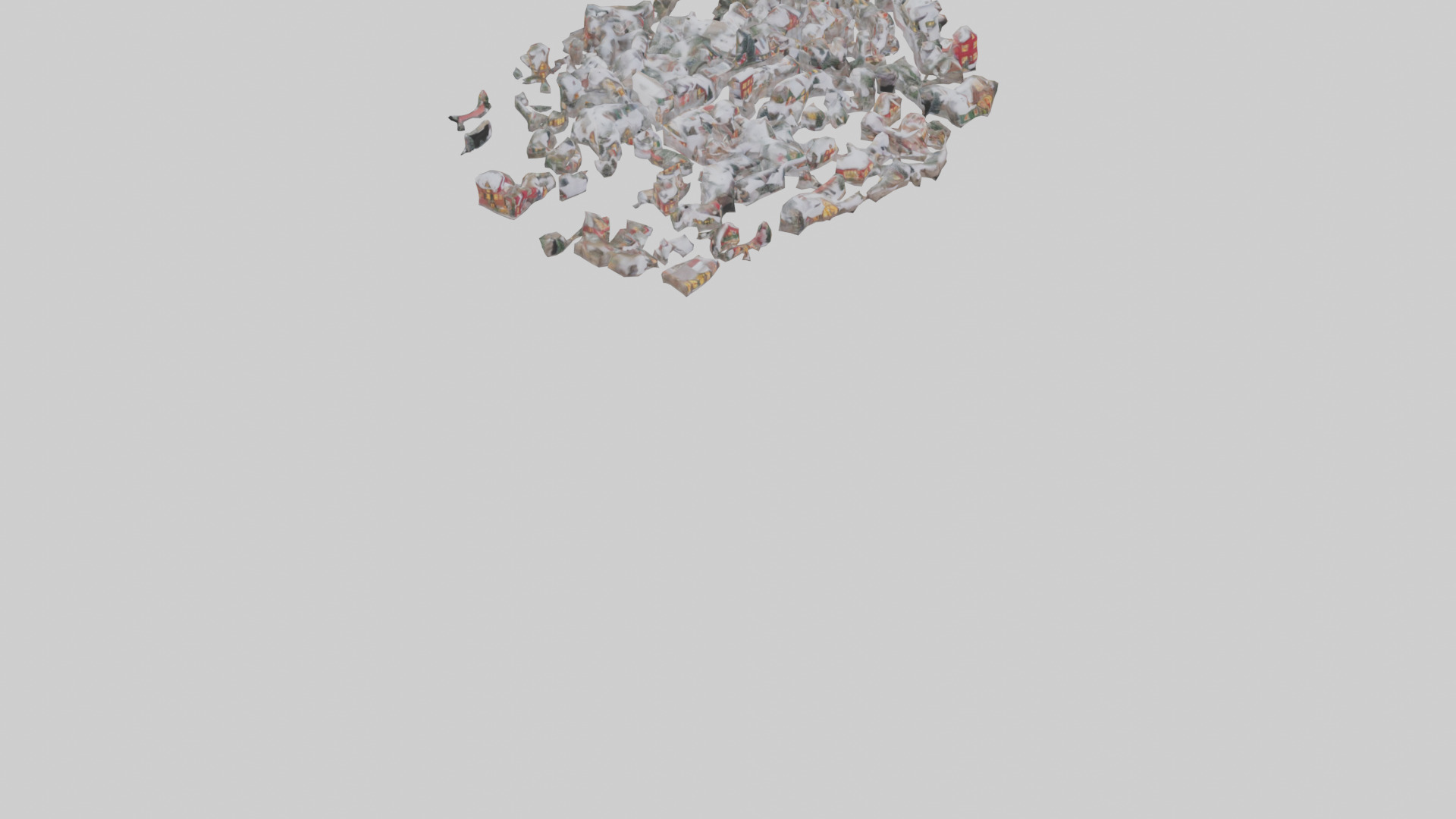 Christmas Village Houses with Snow model Low-poly 3D model_6