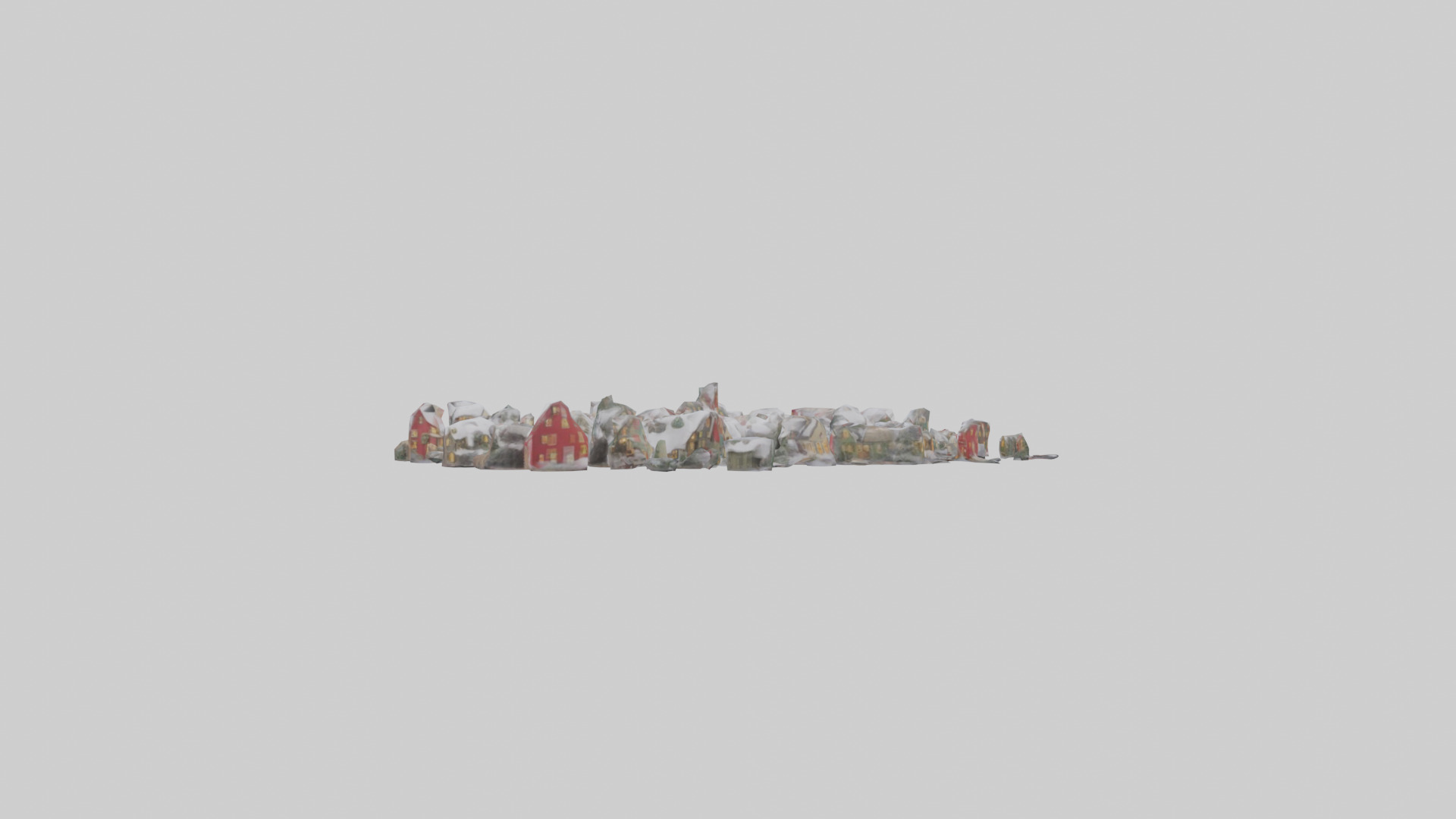 Christmas Village Houses with Snow model Low-poly 3D model_1