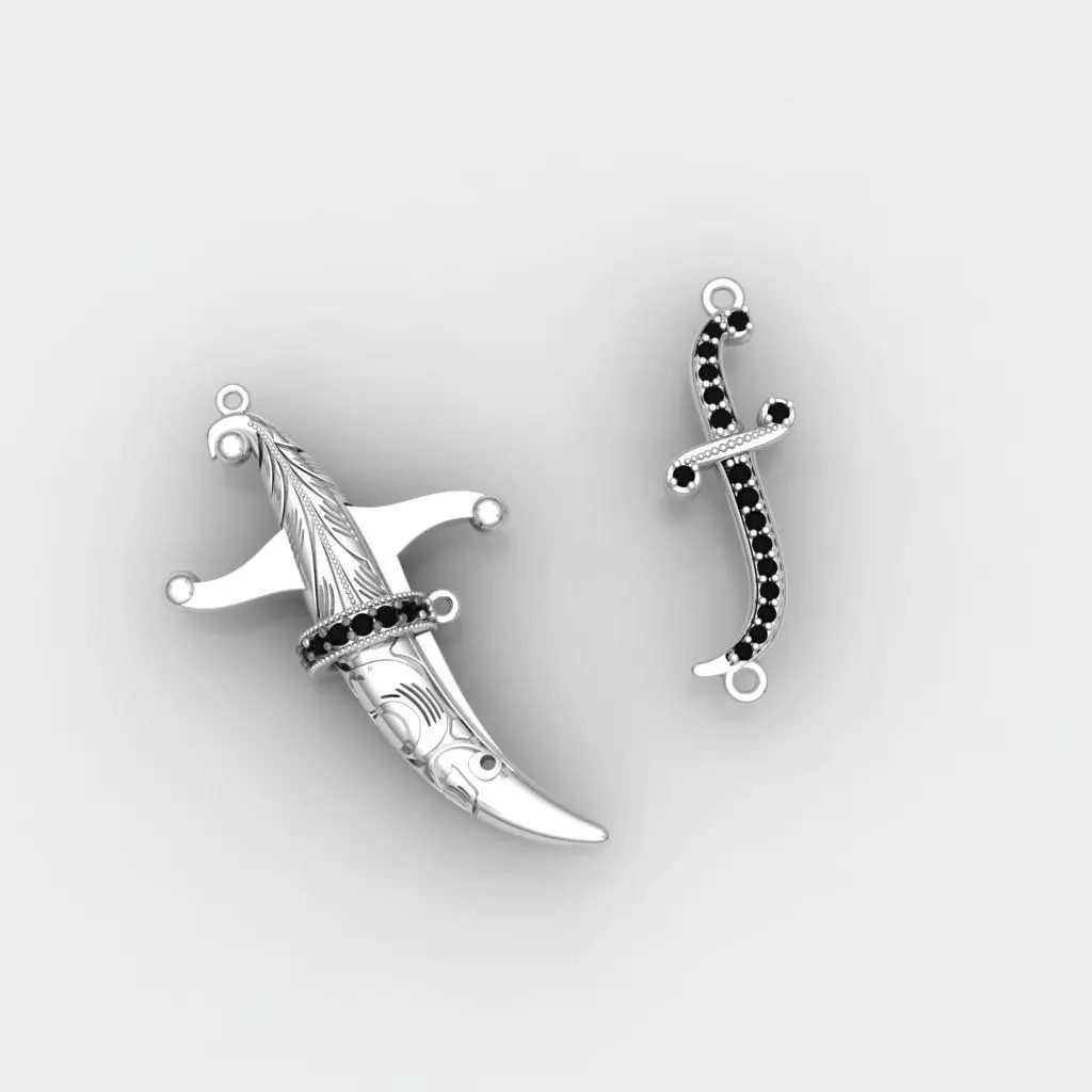 Sword Pendant Necklace Set Four Part STL 3D print model