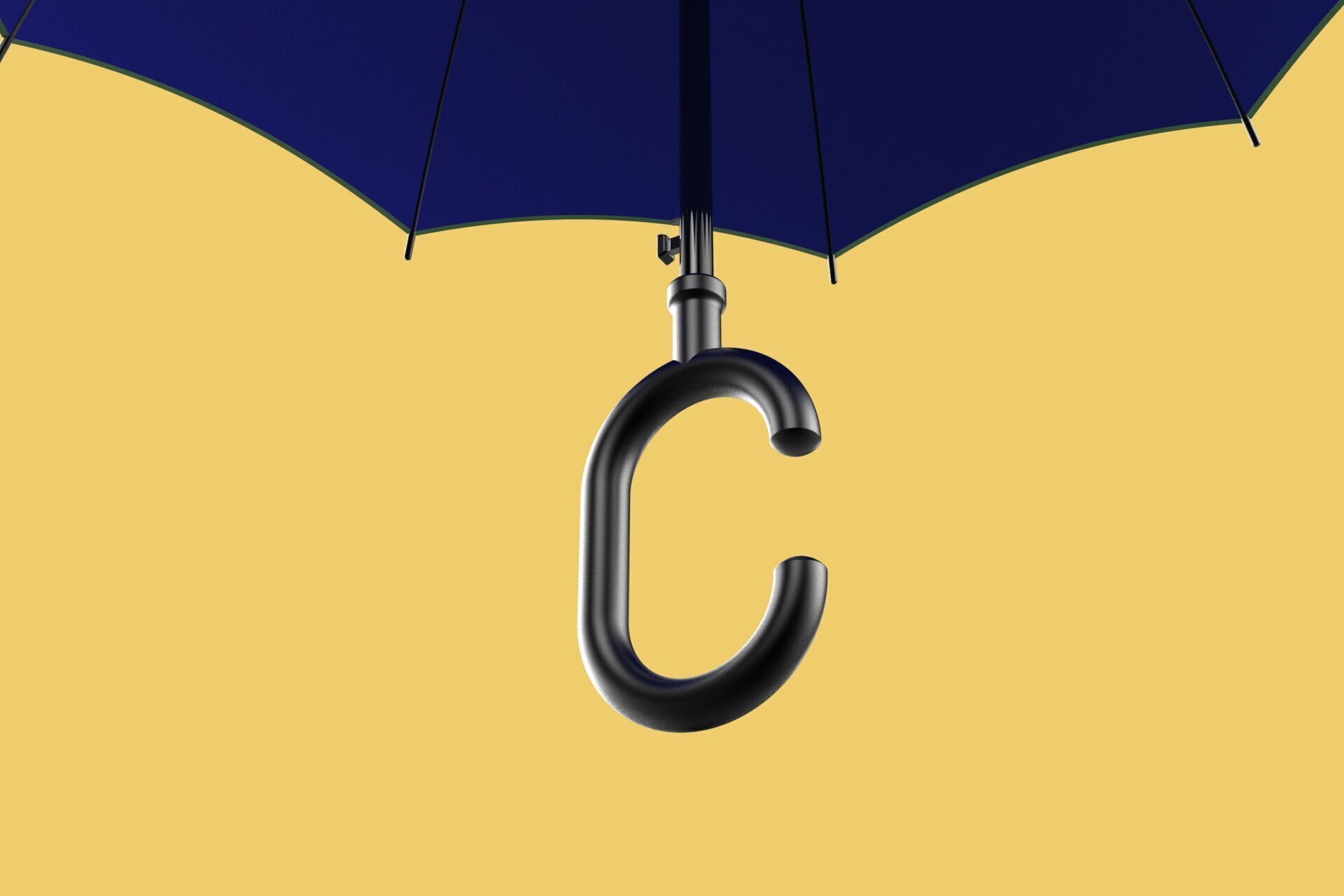 C SHAPE HANDLE STICK INVERTED REVERSE UMBRELLA AUTO FOLDABLE 3D model_1