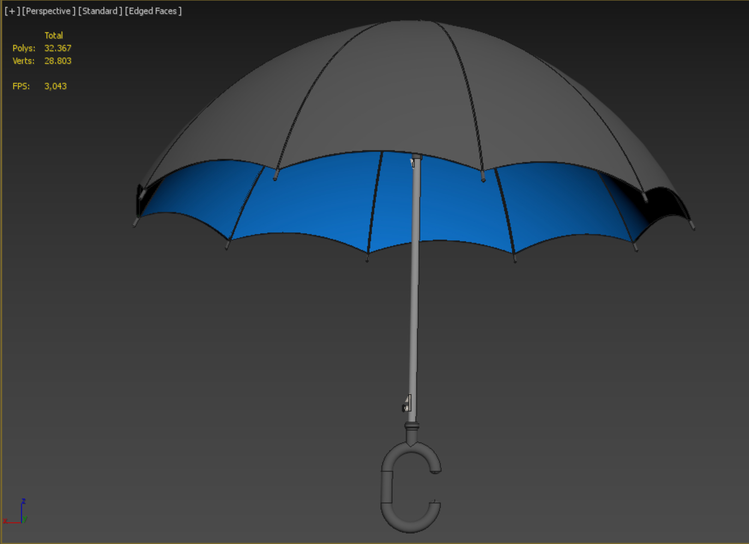 C SHAPE HANDLE STICK INVERTED REVERSE UMBRELLA AUTO FOLDABLE 3D model_30