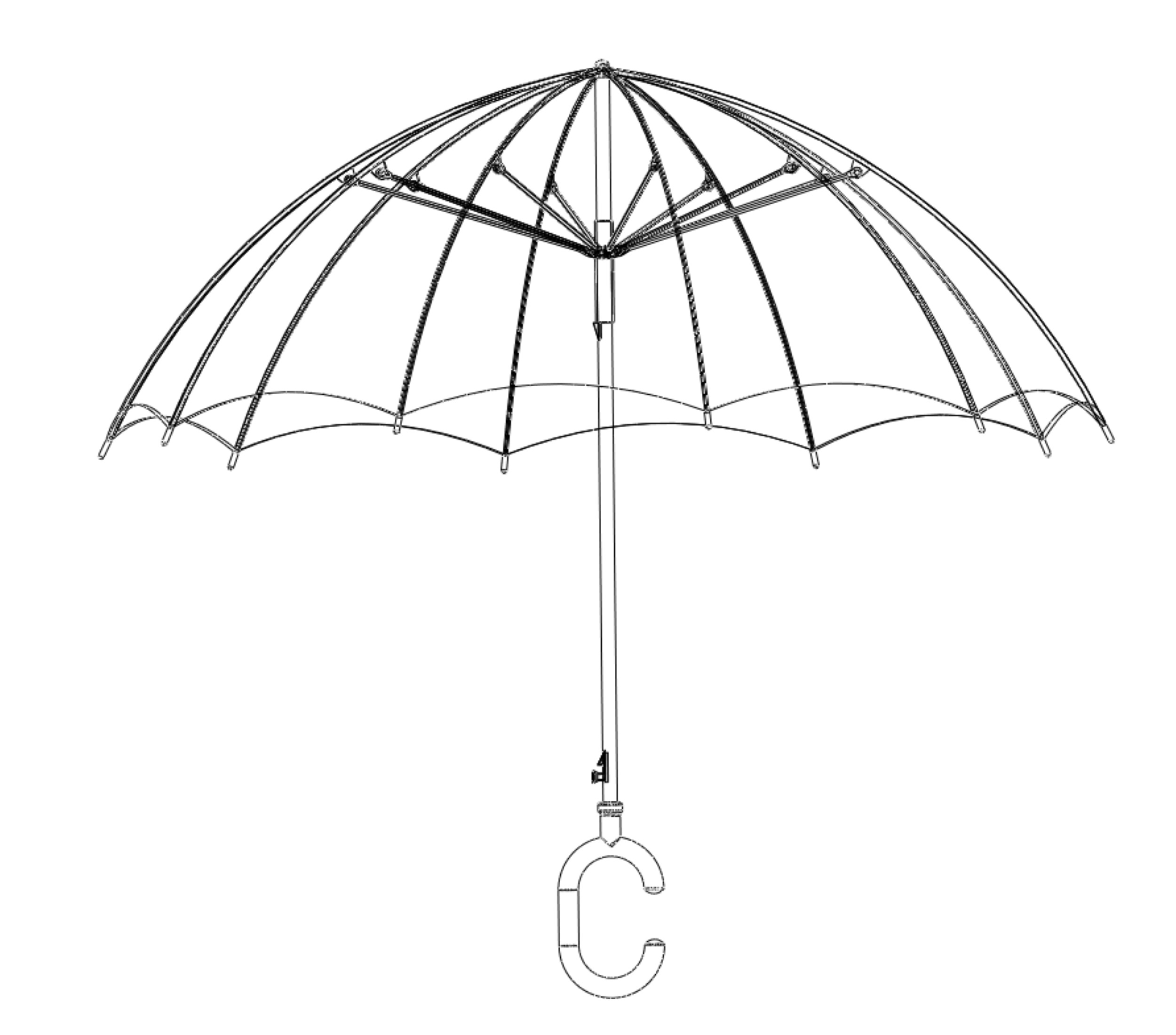 C SHAPE HANDLE STICK INVERTED REVERSE UMBRELLA AUTO FOLDABLE 3D model_29