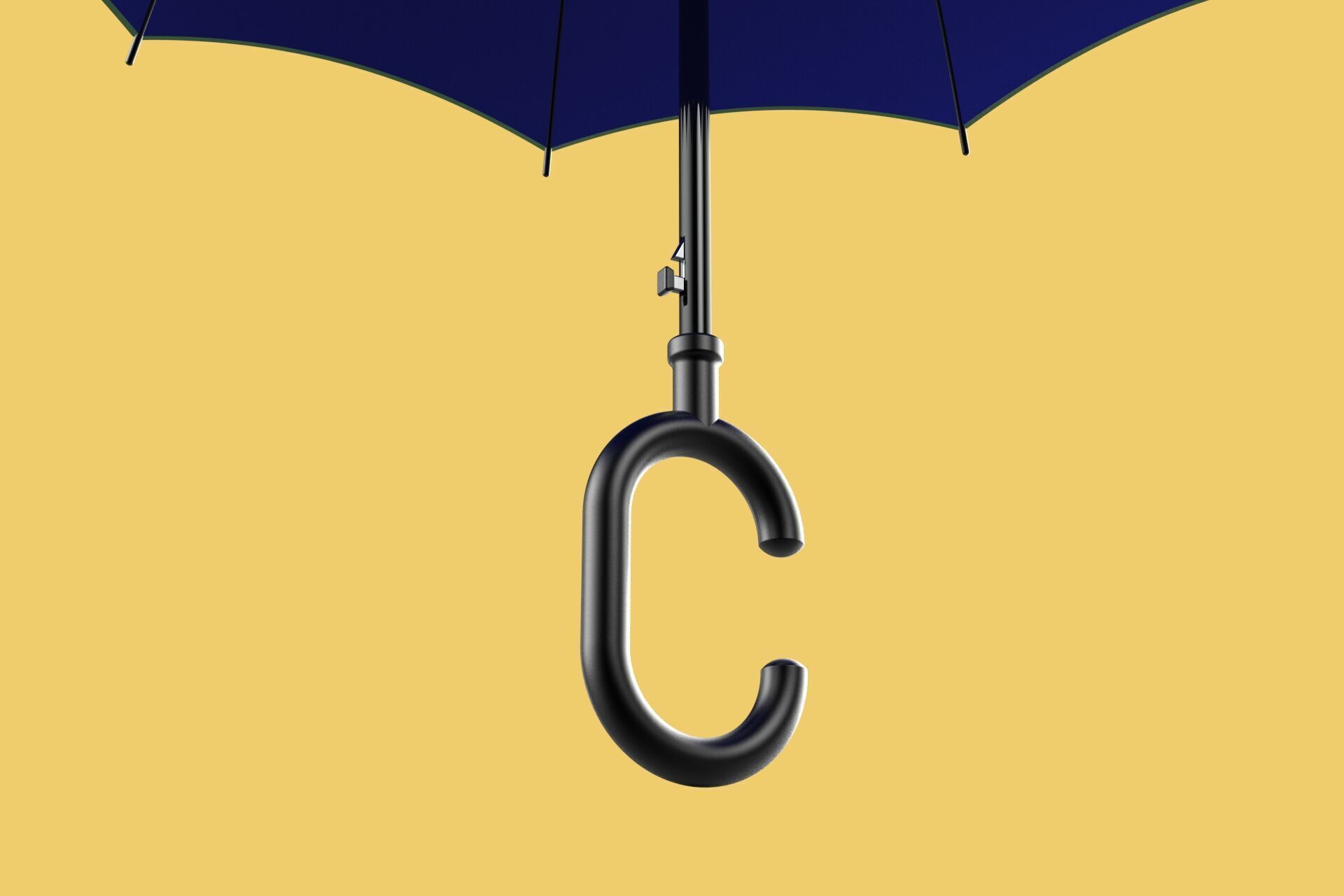 C SHAPE HANDLE STICK INVERTED REVERSE UMBRELLA AUTO FOLDABLE 3D model_18