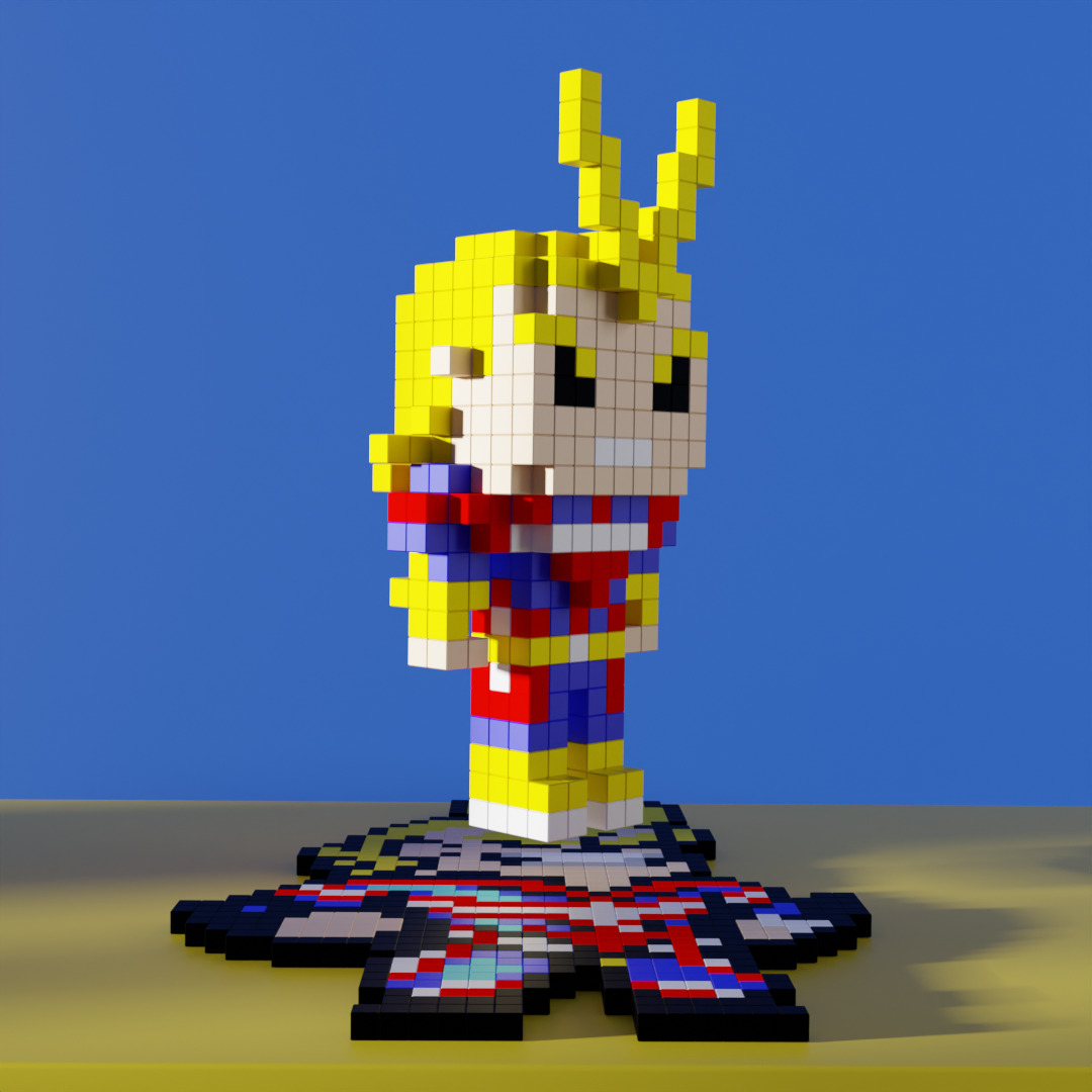 All Might My Hero Academia Voxel Stylized Cubic Low-poly 3D model_3