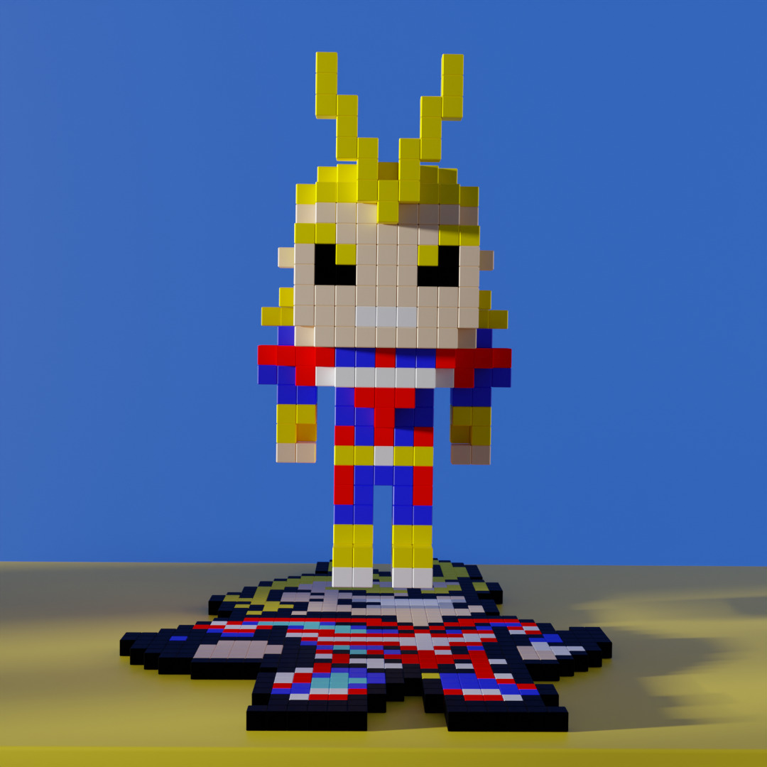 All Might My Hero Academia Voxel Stylized Cubic Low-poly 3D model_1