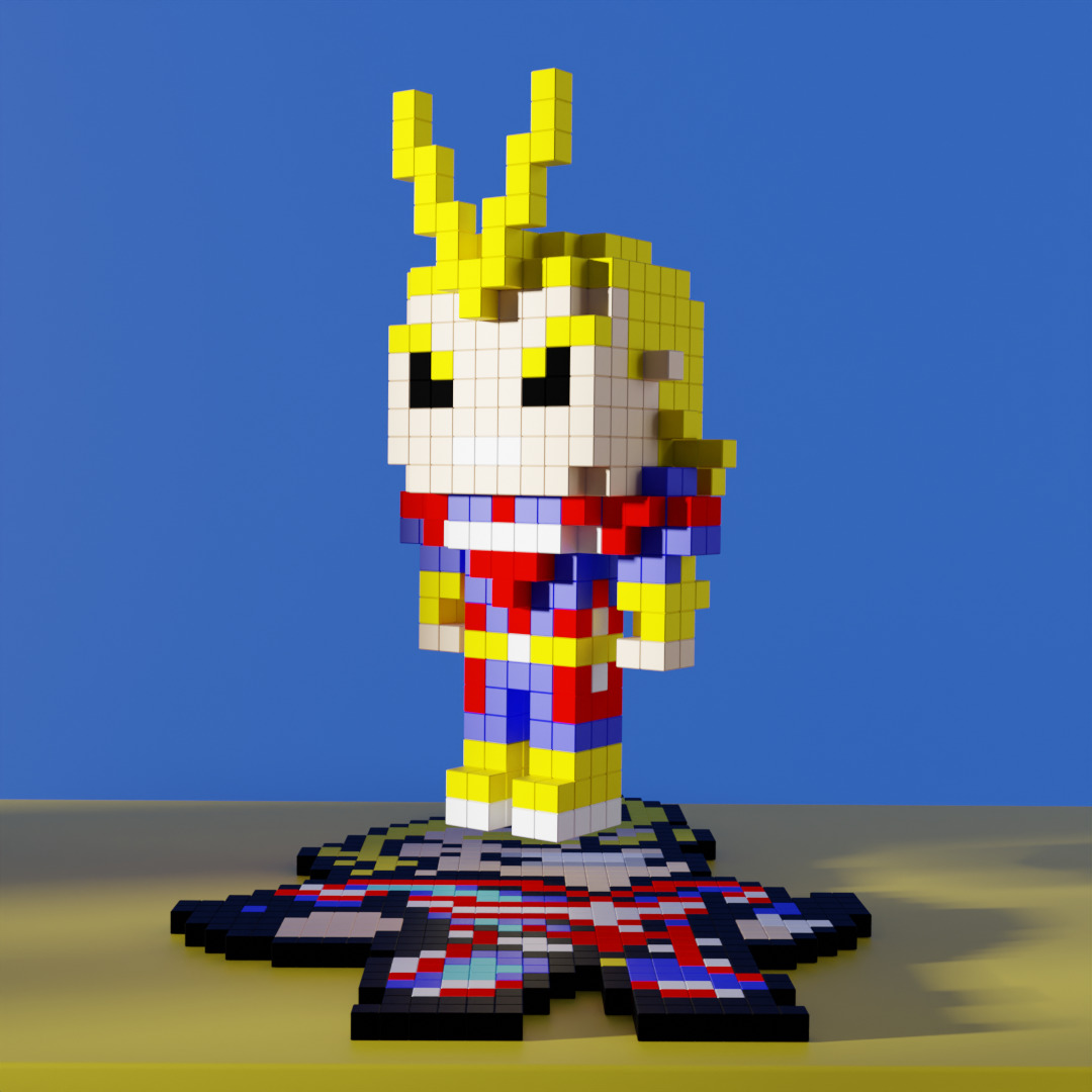 All Might My Hero Academia Voxel Stylized Cubic Low-poly 3D model_2