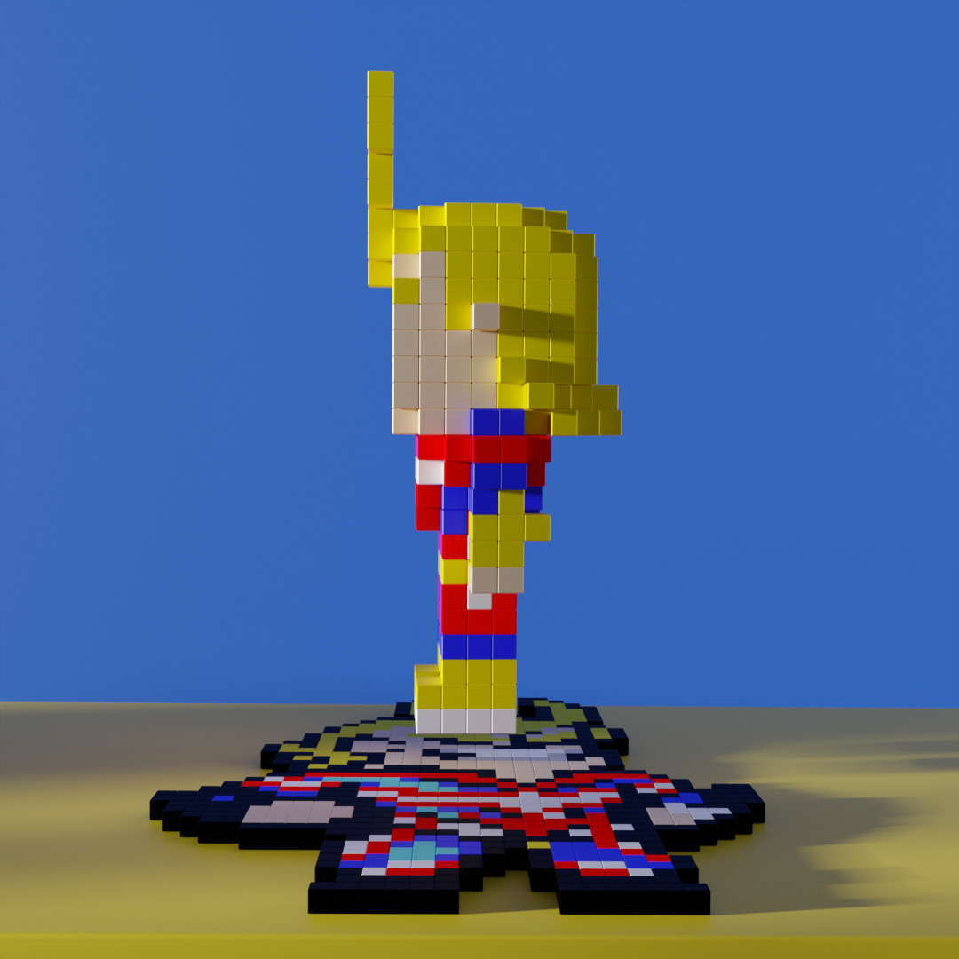 All Might My Hero Academia Voxel Stylized Cubic Low-poly 3D model_4