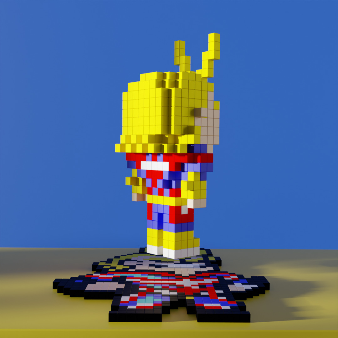 All Might My Hero Academia Voxel Stylized Cubic Low-poly 3D model_5