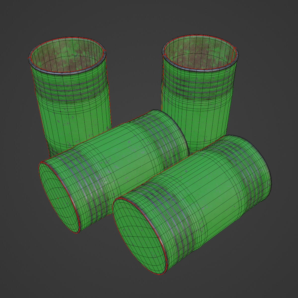 Old Steel Barrel 03 Low-poly 3D model_7
