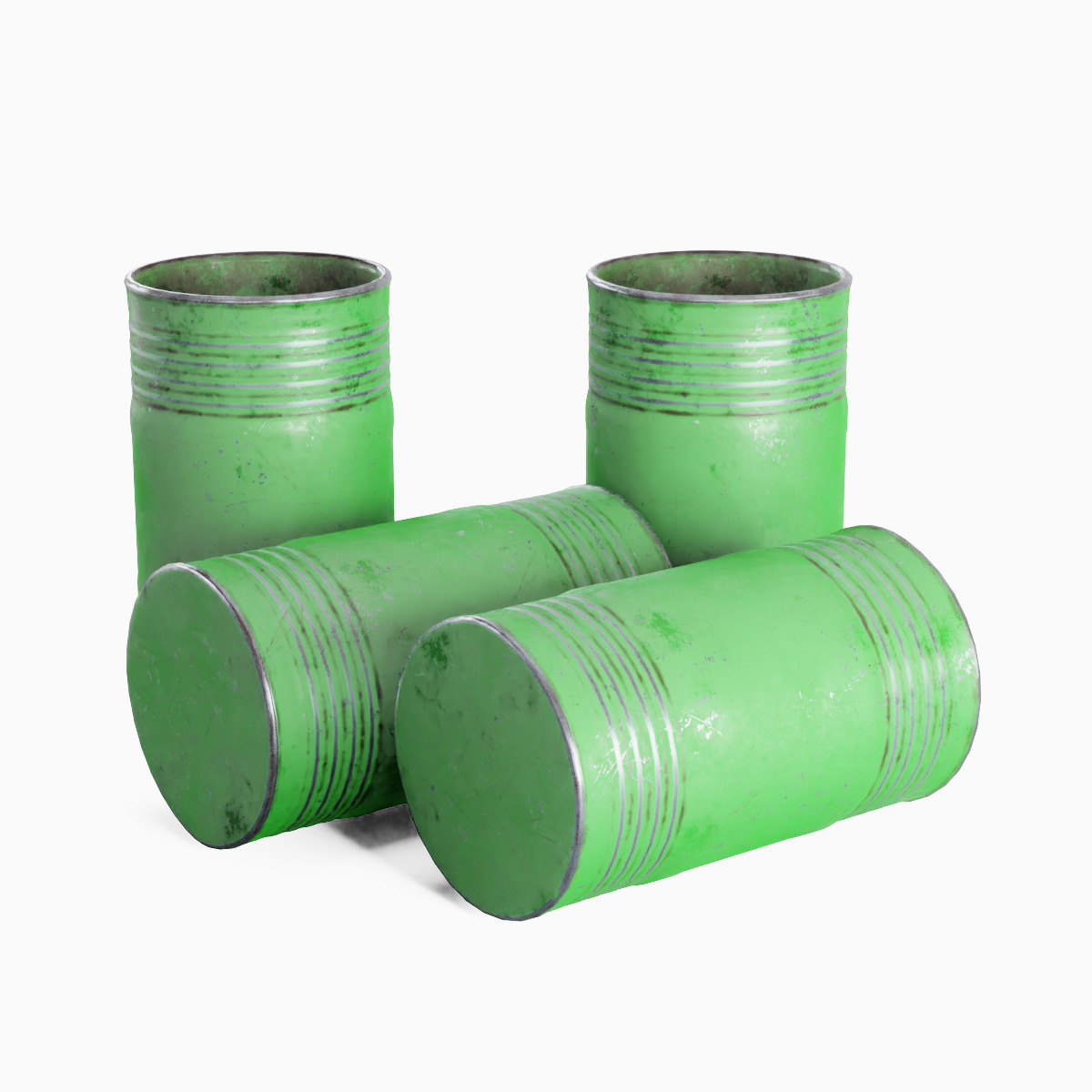 Old Steel Barrel 03 Low-poly 3D model_1