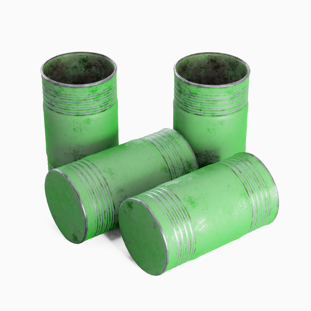 Old Steel Barrel 03 Low-poly 3D model_4