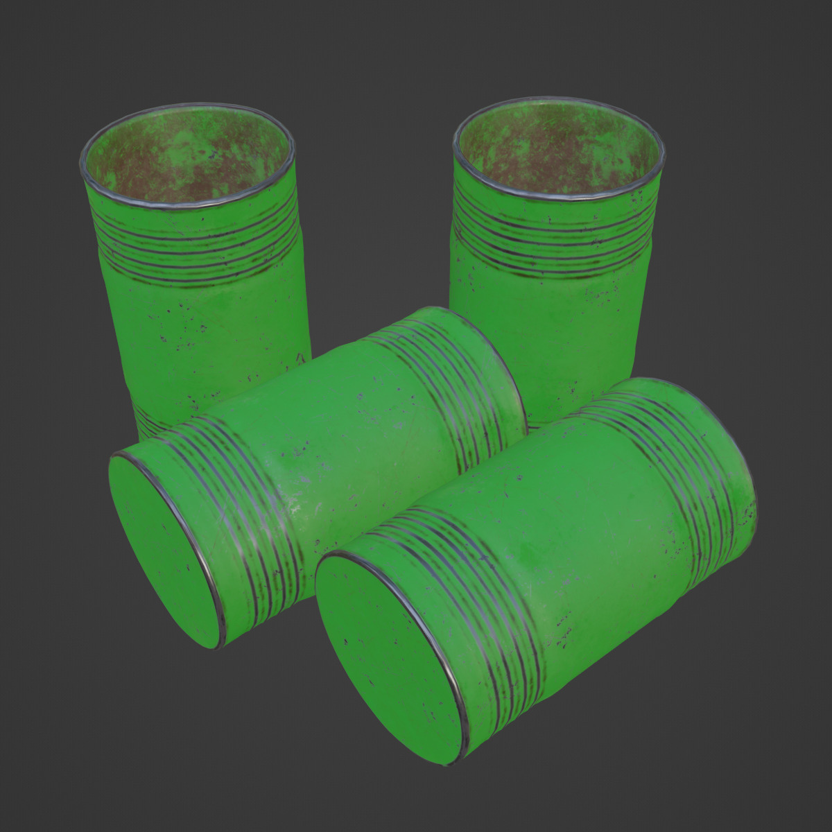 Old Steel Barrel 03 Low-poly 3D model_6