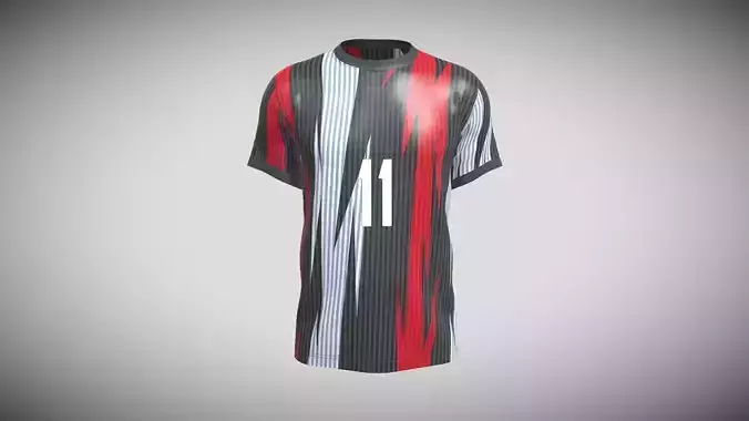 Soccer Football White And Black Jersey Player-11 In Low Poly