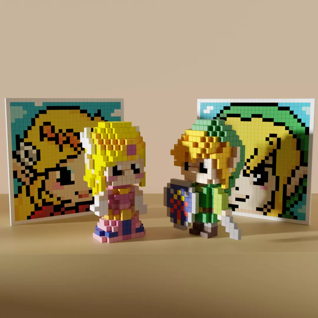Link Zelda The Legend of Zelda Voxel Stylized Cubic Low-poly 3D model