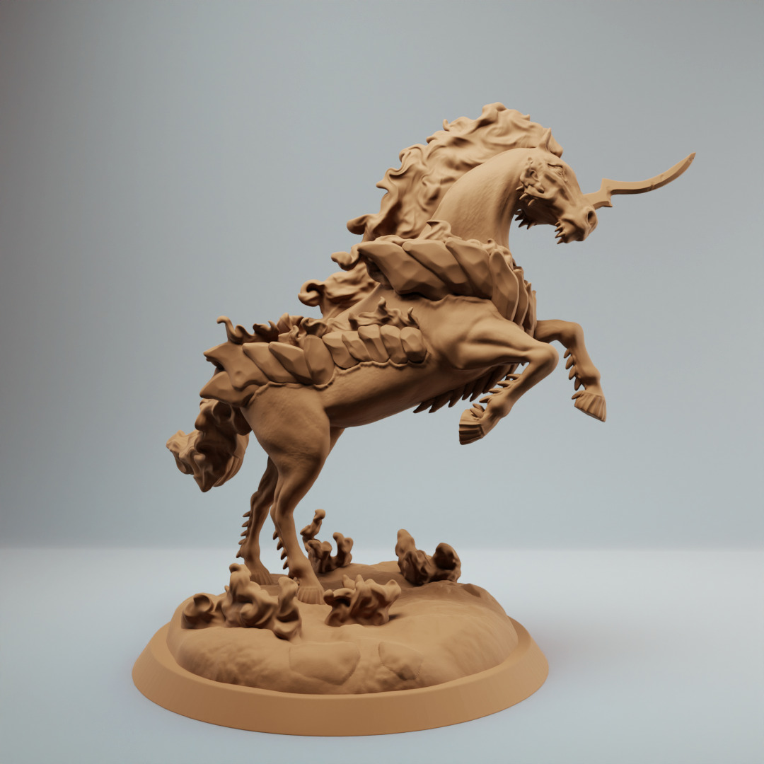 Nightmare Hell horse with flames bundle - pre supported 3D print model_2