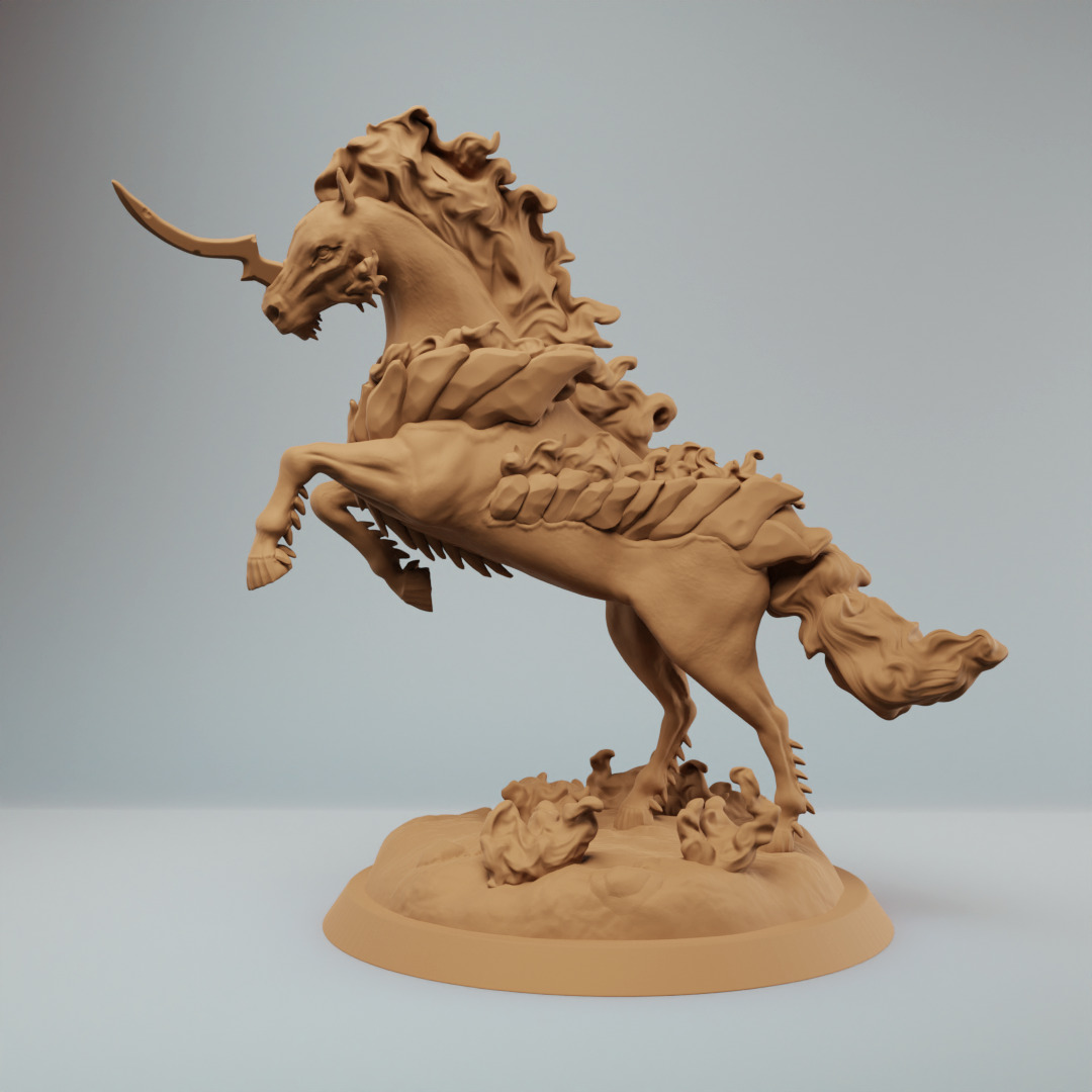 Nightmare Hell horse with flames bundle - pre supported 3D print model_1