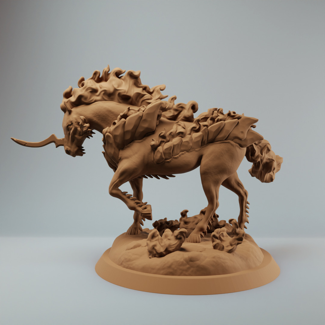 Nightmare Hell horse with flames bundle - pre supported 3D print model_3