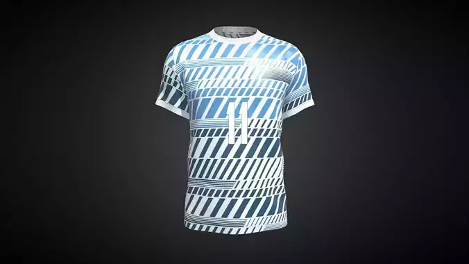 Soccer Football White And Blue Jersey Player-11 In Low Poly