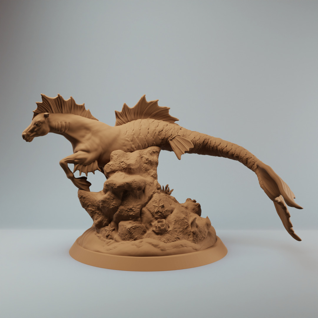 Hippocampus mythology seahorse bundle - pre supported 3D print model_1