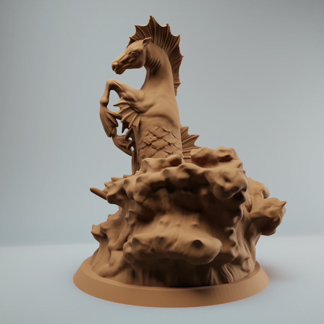Hippocampus mythology seahorse bundle - pre supported 3D print model_3