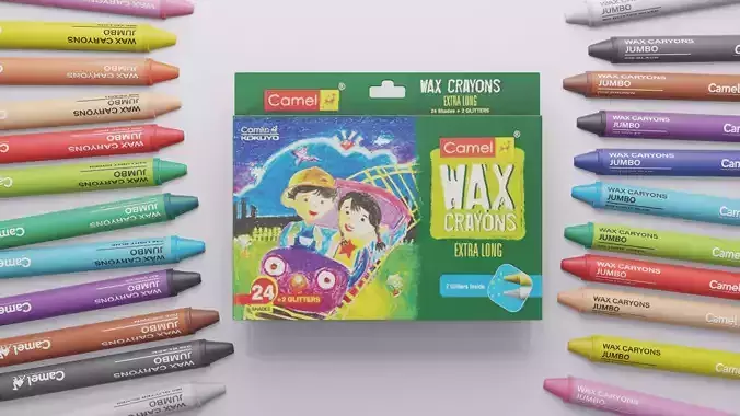 3D Model of Camel Jumbo Wax Crayons for Artistic Scene